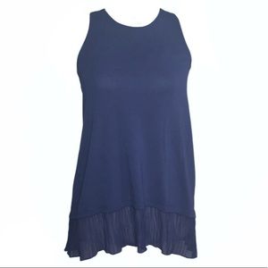 Hollister Navy Blue Sleeveless Ruffle Hem Racerback Tank Top